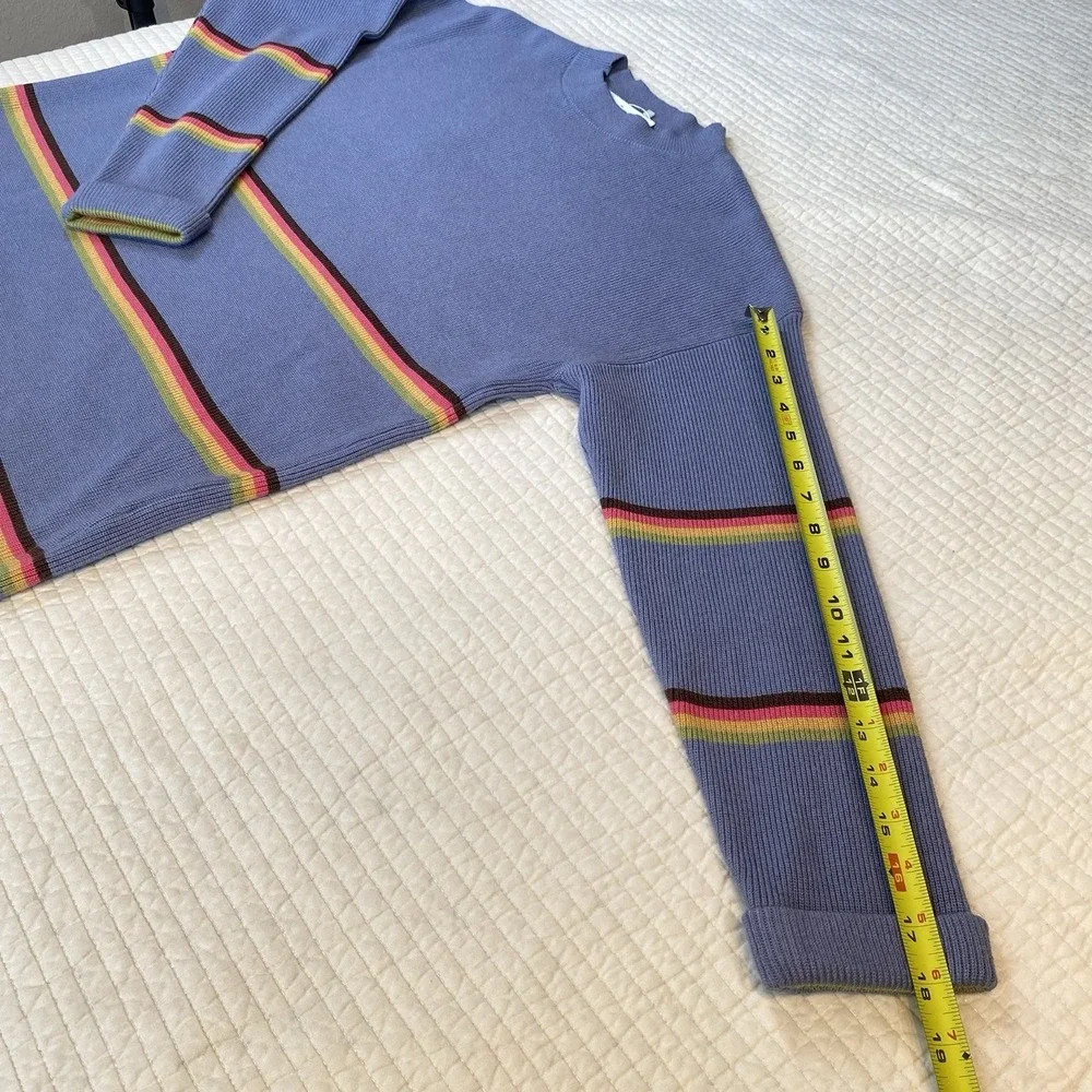 Lillusory Women's Blue Striped Long Sleeve Knit Sweater Size S NWT Crew Neck